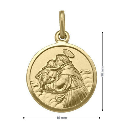 10, 14, 18 Karat Yellow Gold Solid St. Anthony Medalion