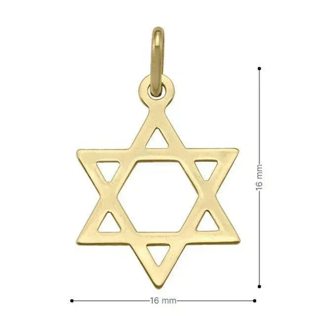 14 Karat Yellow Gold Star Of David Medium Medalion