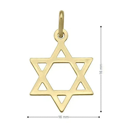 14 Karat Yellow Gold Star Of David Medium Medalion
