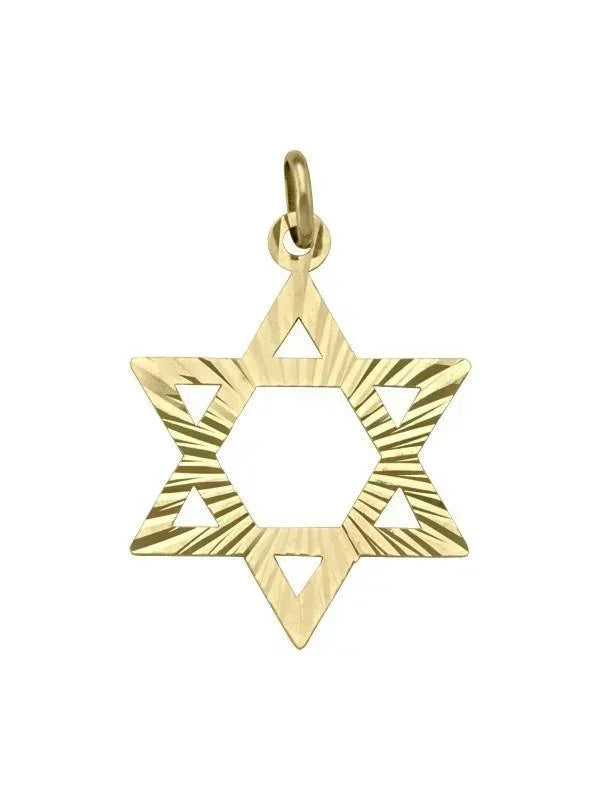14 Karat Yellow Gold Star Of David Large Medalion