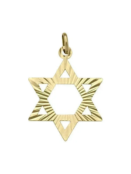 14 Karat Yellow Gold Star Of David Large Medalion