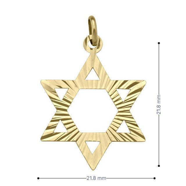 14 Karat Yellow Gold Star Of David Large Medalion