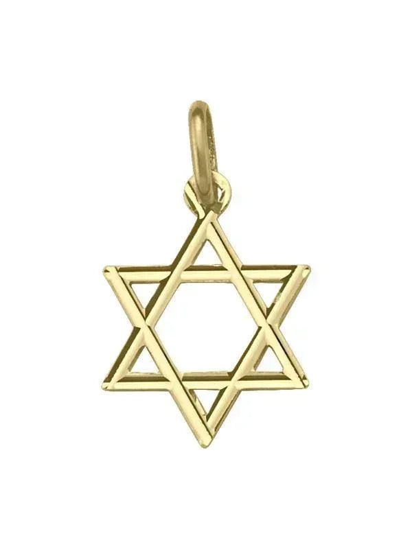 14 Karat Yellow Gold Star Of David Small Medalion