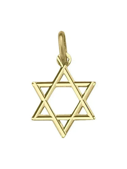 14 Karat Yellow Gold Star Of David Small Medalion