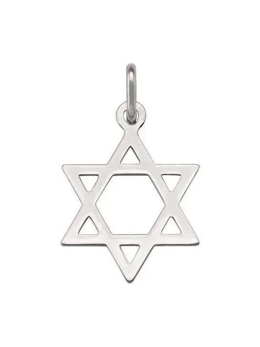 14 Karat White Gold Star Of David Medium Medalion