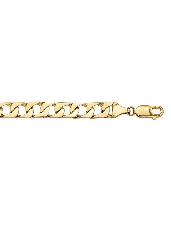 10, 14 Karat Yellow Gold Solid Square Link Curb 7.0 mm Italian Bracelet