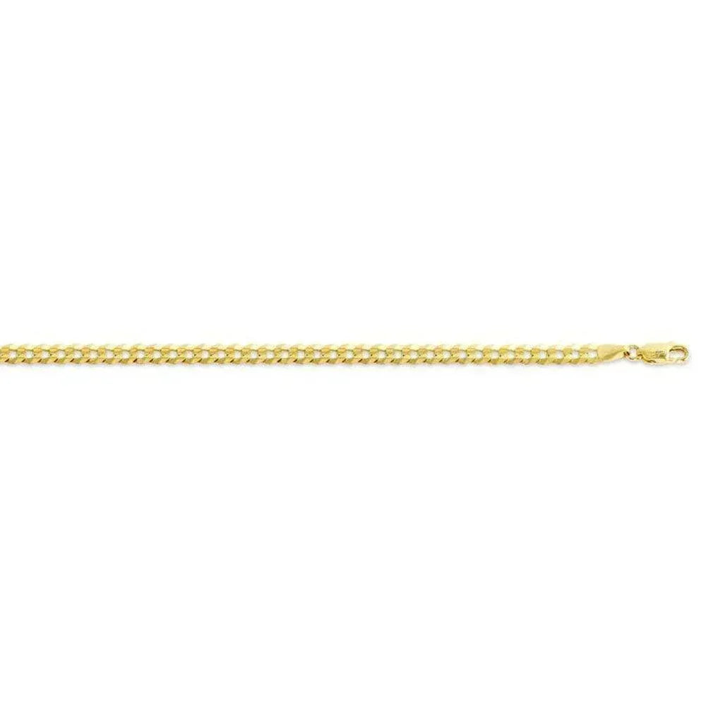 10, 14 Karat Yellow Gold Open Link Curb 3.0 mm Italian Bracelet