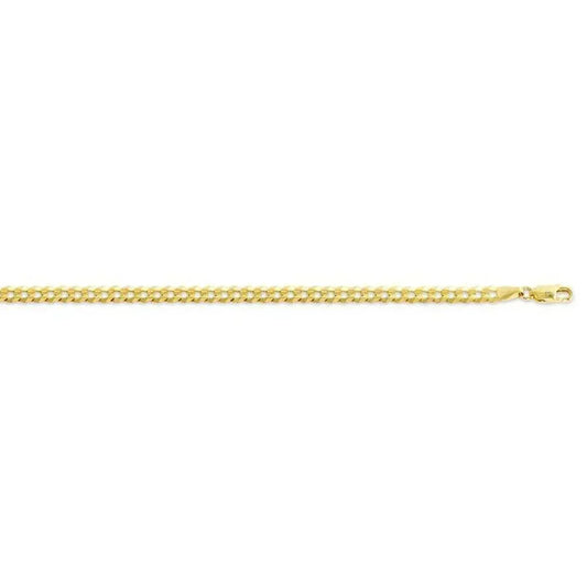 10, 14 Karat Yellow Gold Open Link Curb 3.0 mm Italian Bracelet
