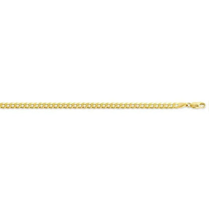 10, 14 Karat Yellow Gold Open Link Curb 3.7 mm Italian Bracelet