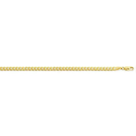 10, 14 Karat Yellow Gold Open Link Curb 3.7 mm Italian Bracelet