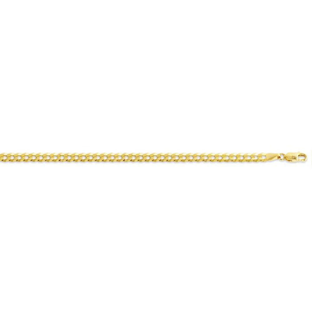 10, 14, 18 Karat Yellow Gold Open Link Curb 3.7 mm Italian Bracelet