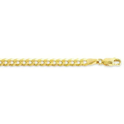 10, 14 Karat Yellow Gold Open Link Curb 4.5 mm Italian Bracelet