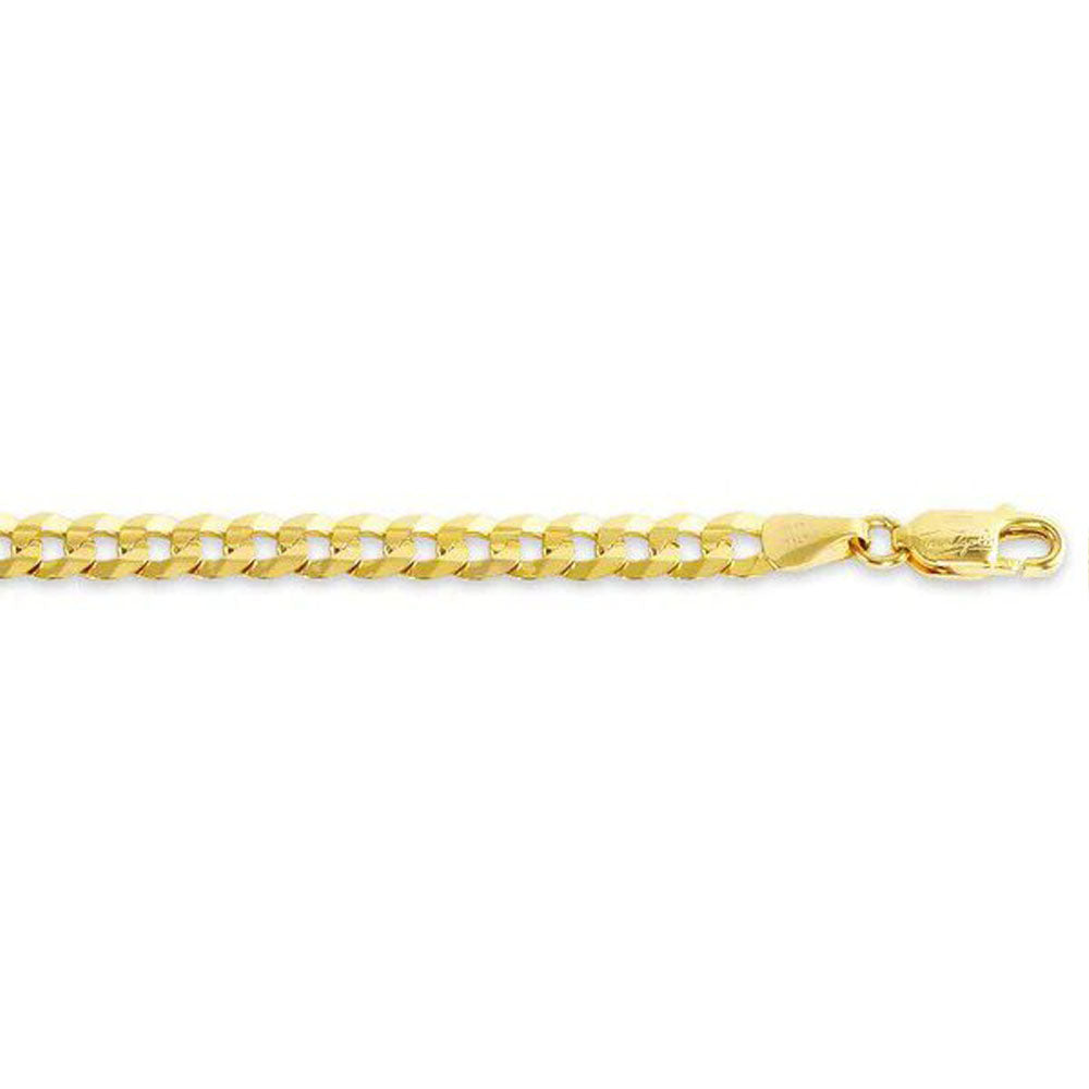 10, 14, 18 Karat Yellow Gold Open Link Curb 4.5 mm Italian Bracelet