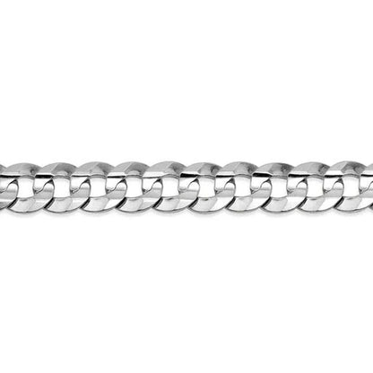 10, 14 Karat White Gold Solid Open Link Curb 5.8 mm Italian Bracelet