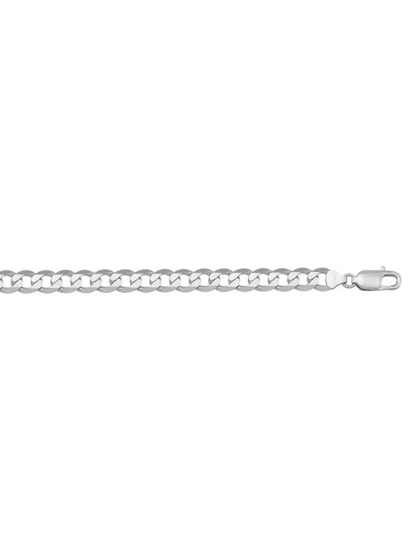 10, 14, 18 Karat White Gold Solid Open Link Curb 5.8 mm Italian Bracelet