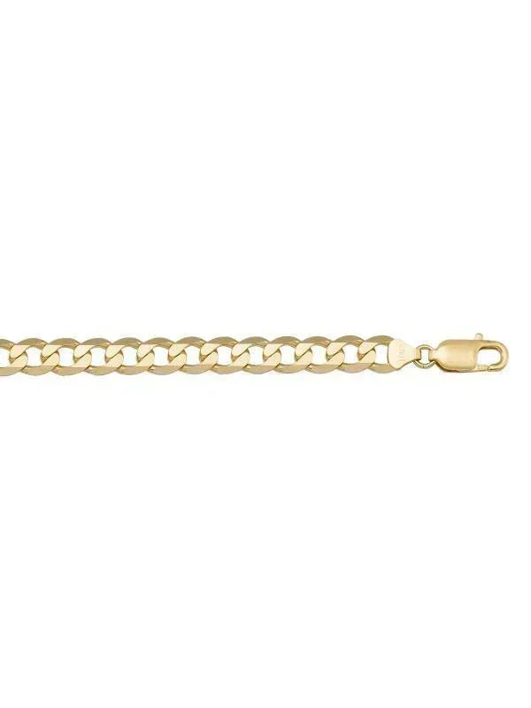 10k, 14k Yellow Gold Solid Open Link Curb 7.3 mm Italian Chain
