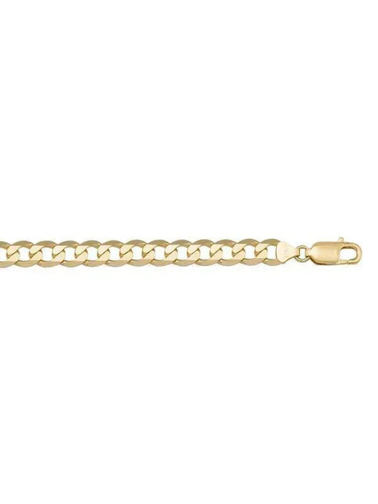10k, 14k Yellow Gold Solid Open Link Curb 7.3 mm Italian Chain