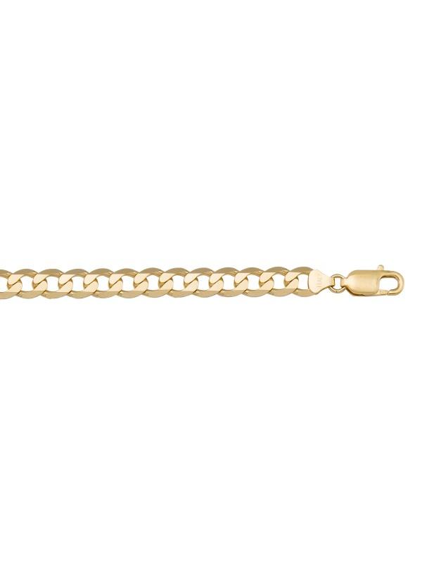 10k, 14k, 18k Yellow Gold Solid Open Link Curb 7.3 mm Italian Chain