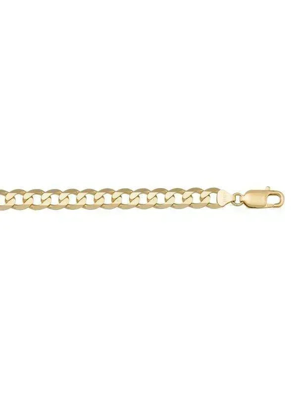 10k, 14k Yellow Gold Solid Open Link Curb 7.3 mm Italian Bracelet