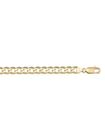 10k, 14k Yellow Gold Solid Open Link Curb 7.3 mm Italian Bracelet