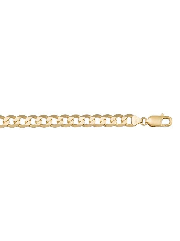 10k, 14k, 18k Yellow Gold Solid Open Link Curb 7.3 mm Italian Bracelet