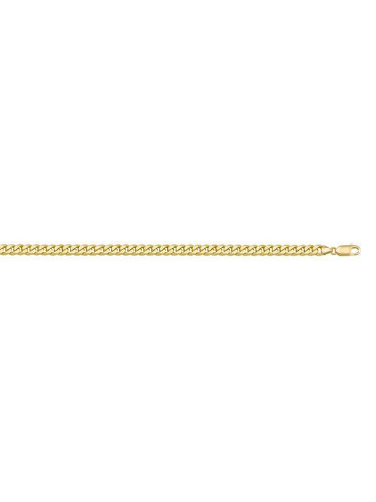 10, 14 Karat Yellow Gold Flat Beveled Link Curb 2.7 mm Italian Bracelet