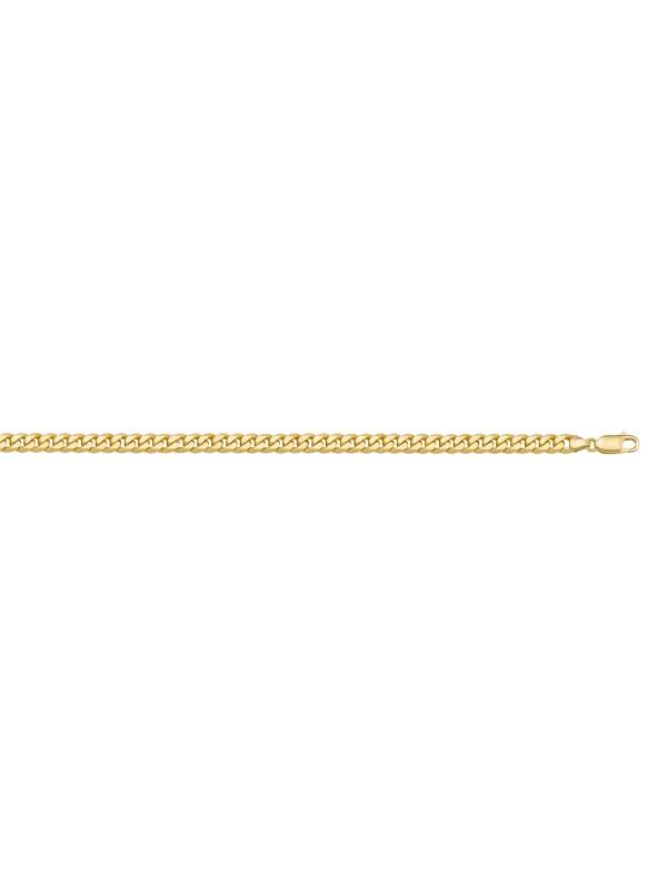 10, 14, 18 Karat Yellow Gold Flat Beveled Link Curb 2.7 mm Italian Bracelet