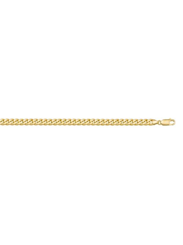 10, 14, 18 Karat Yellow Gold Flat Beveled Link Curb 3.3 mm Italian Bracelet