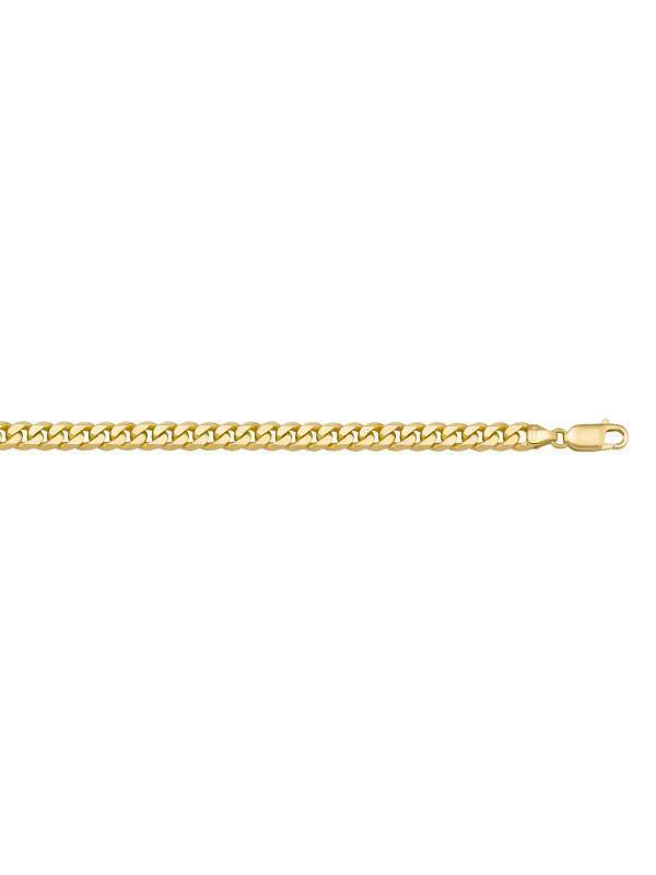 10, 14 Karat Yellow Gold Flat Beveled Link Curb 4.0 mm Italian Bracelet