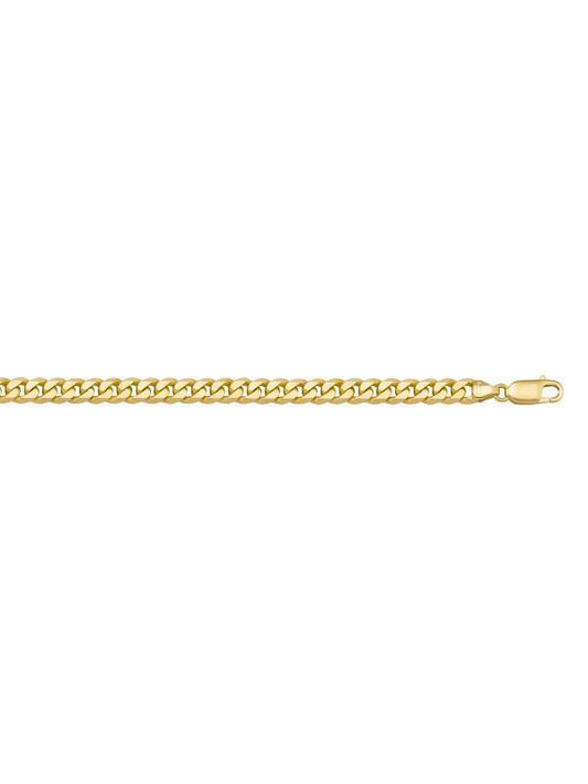 10, 14 Karat Yellow Gold Flat Beveled Link Curb 4.0 mm Italian Bracelet
