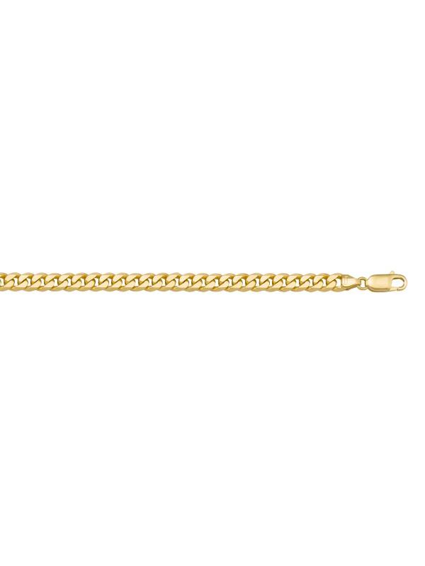 10, 14, 18 Karat Yellow Gold Flat Beveled Link Curb 4.0 mm Italian Bracelet