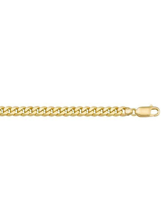 10k, 14k Yellow Gold Solid Flat Beveled Link Curb 5.4 mm Italian Chain