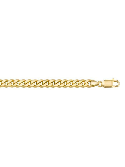 10k, 14k Yellow Gold Solid Flat Beveled Link Curb 6.0 mm Italian Chain