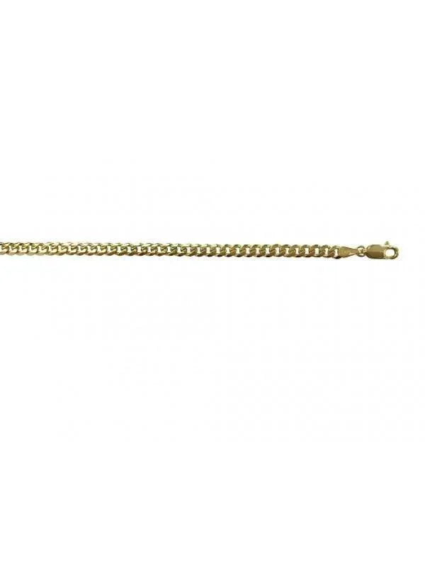10, 14 Karat Yellow Gold Domed Link 3.5 mm Italian Curb Bracelet