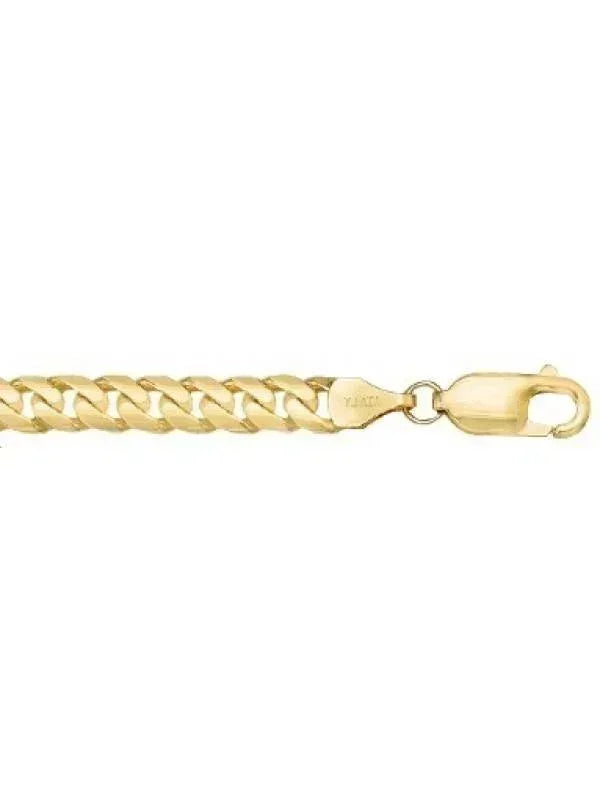 10k, 14k Yellow Gold Solid Domed Link Curb 5.1 mm Italian Bracelet