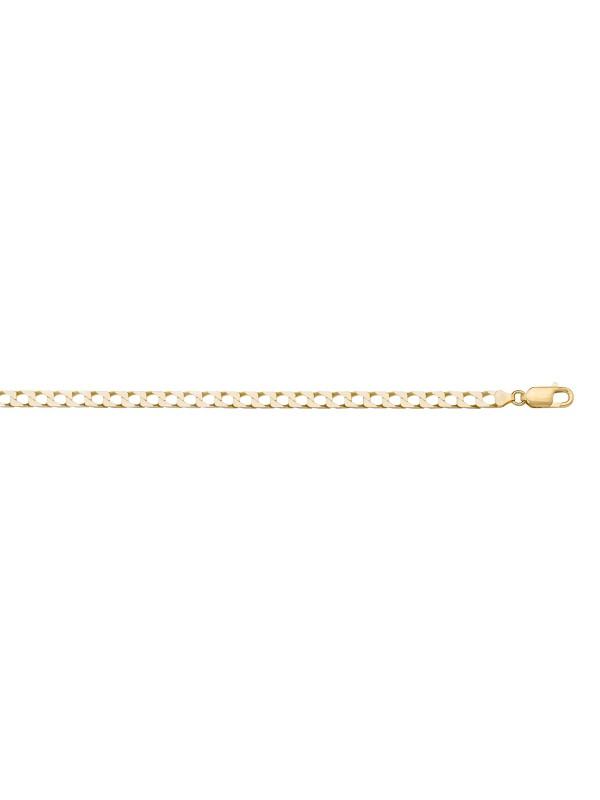 10, 14, 18 Karat Yellow Gold Squared Link Curb 2.4 mm Italian Bracelet