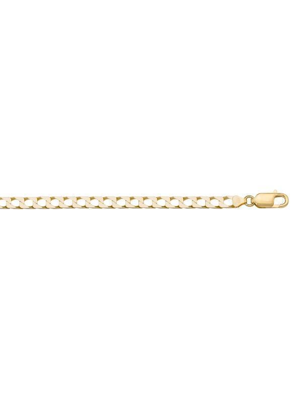 10, 14 Karat Yellow Gold Squared Link Curb 3.4 mm Italian Bracelet