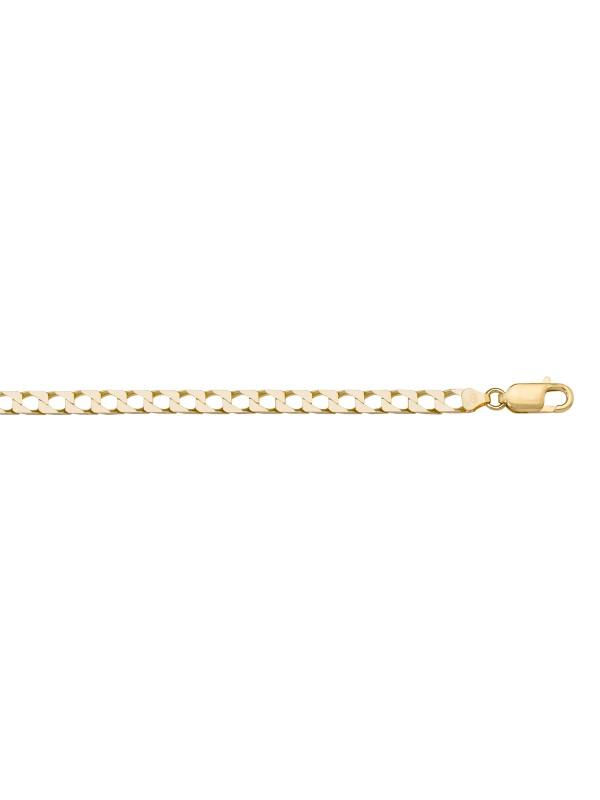 10, 14, 18 Karat Yellow Gold Squared Link Curb 3.4 mm Italian Bracelet