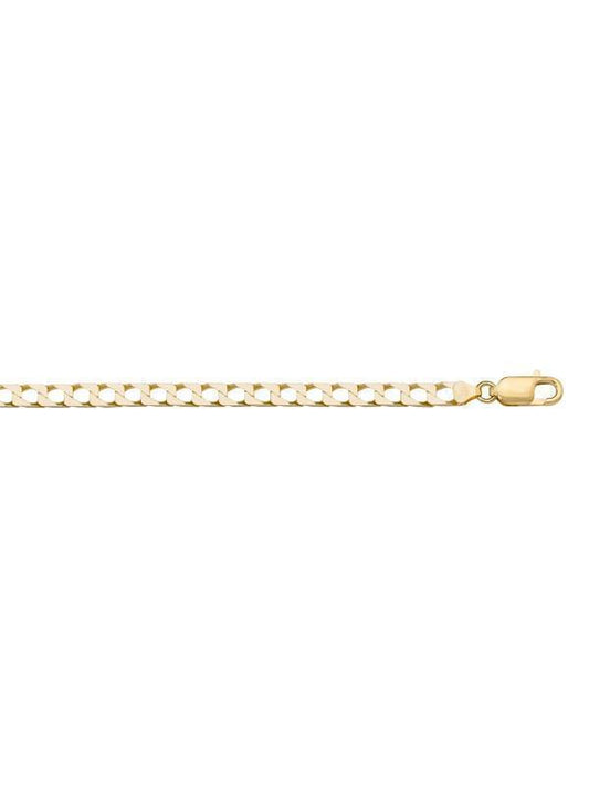 10k, 14k Yellow Gold Squared Link Curb 3.4 mm Italian Chain
