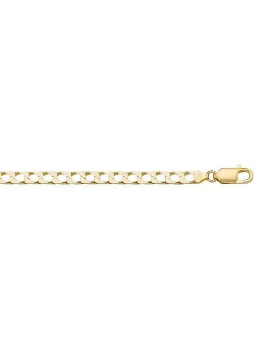 10, 14 Karat Yellow Gold Squared Link Curb 4.1 mm Italian Chain