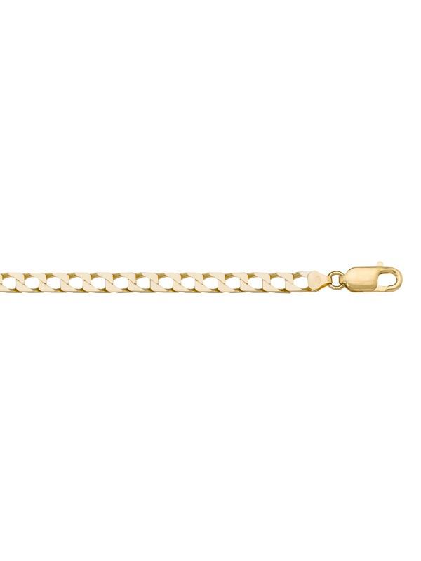 10, 14, 18 Karat Yellow Gold Squared Link Curb 4.1 mm Italian Chain