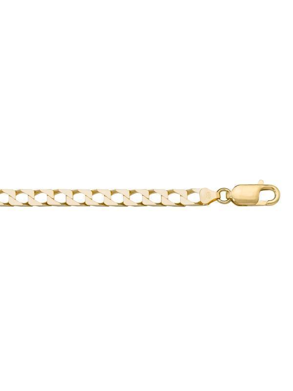 10, 14 Karat Yellow Gold Squared Link Curb 5.0 mm Italian Chain