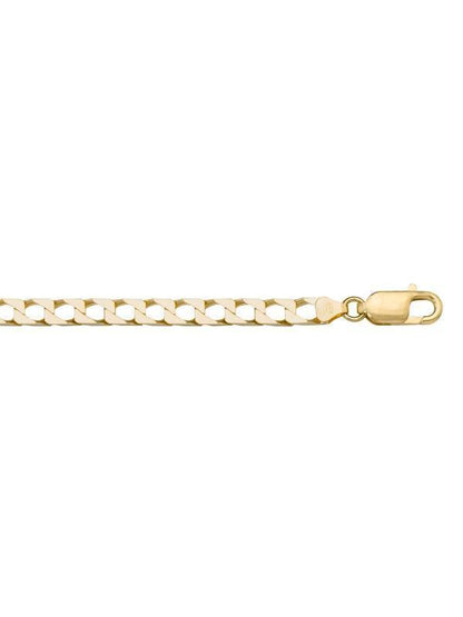 10, 14 Karat Yellow Gold Squared Link Curb 5.0 mm Italian Chain