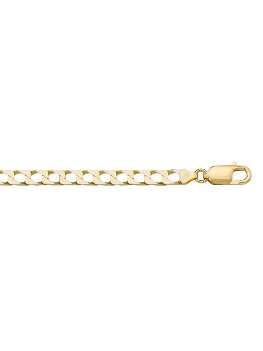 10, 14 Karat Yellow Gold Squared Link Curb 5.0 mm Italian Chain