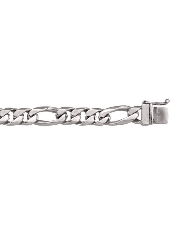 10, 14 Karat White Gold Figaro Link 8.0 mm Bracelet