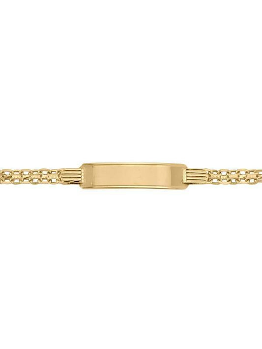 14 Karat Yellow Gold Solid Bismark 4.5 mm Italian Womens Id Bracelet