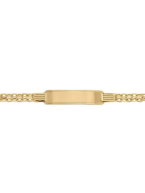 14 Karat Yellow Gold Solid Bismark 4.5 mm Italian Womens Id Bracelet