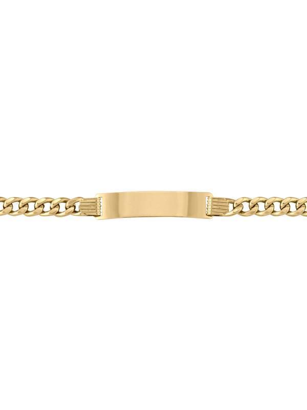 10, 14 Karat Yellow Gold Hollow Curb 5.0 mm Italian Womens Id Bracelet