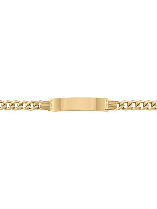 10, 14 Karat Yellow Gold Hollow Curb 5.0 mm Italian Womens Id Bracelet