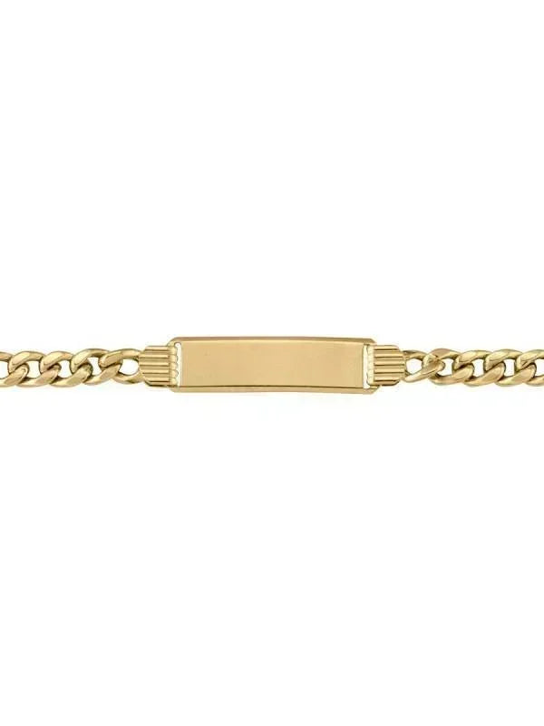 10, 14 Karat Yellow Gold Hollow Curb 5.4 mm Italian Mens Id Bracelet